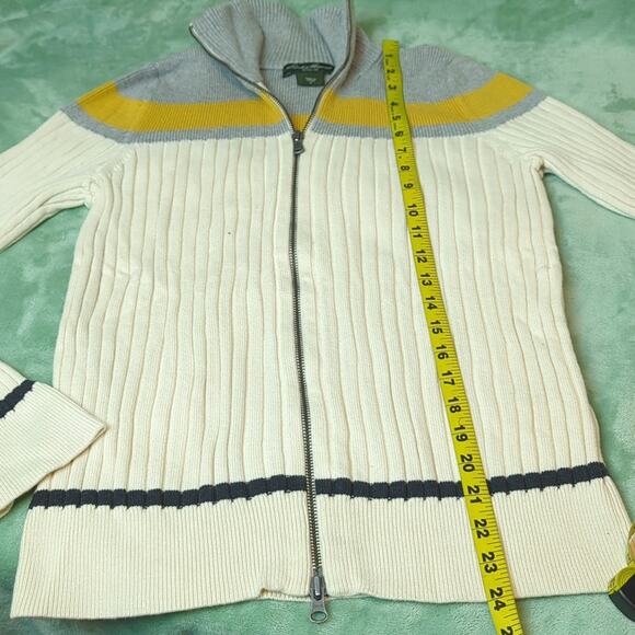 Eddie Bauer full zip 100% Cotton Women's Ribbed Sweater Size Medium - Picture 6 of 7